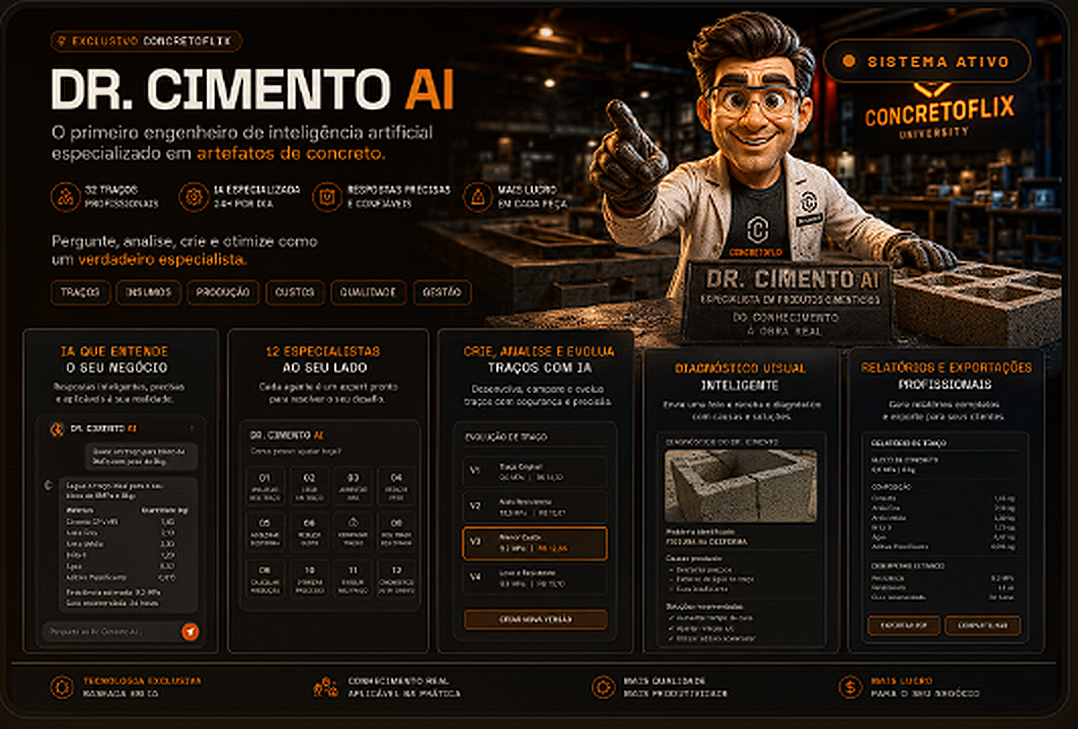 Dr. Cimento AI — assistente com diagnóstico visual, especialistas e relatórios profissionais
